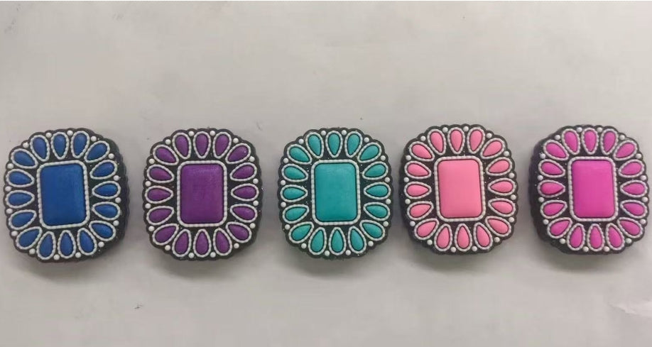 Wholesale 10pcs 2D Turquoise square Silicone Beads